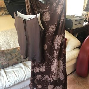 Silk top with a long skirt